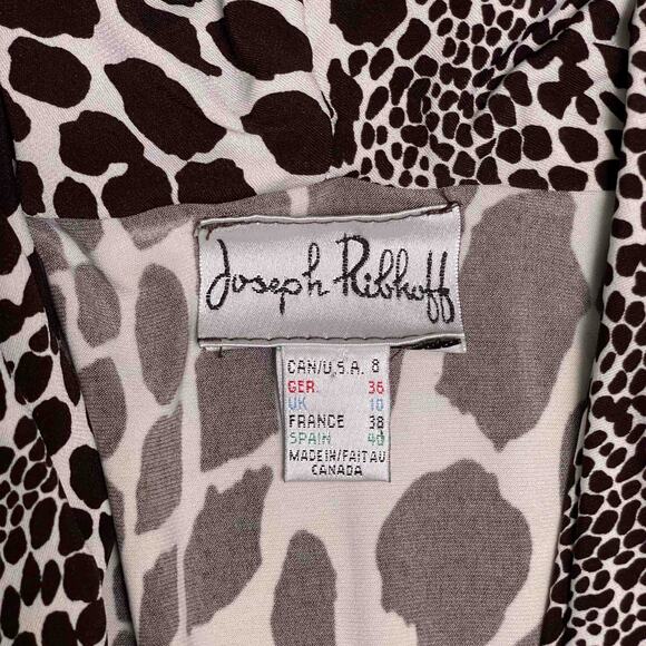 Joseph Ribkoff Cowl Neck Animal Print Tunic Top Size 8 Brown Cream Casual Chic - Picture 3 of 5